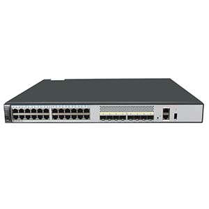 Begagnad, 24 x Ethernet 10/100/1000 ports, 8 x 10 Gig SFP+, 1 interface slot, 150W AC nätaggregat in the group Networking / HUAWEI / Switch / S5700 at Azalea IT / Reuse IT (S5730-48C-SI-AC_REF)